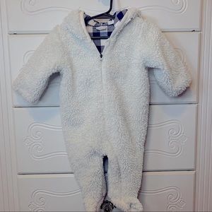 Fuzzy baby onesie/overall
